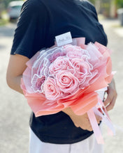 Load image into Gallery viewer, Everlasting Soap Flower Bouquet To You -12 Roses 2 Tone Pink Lacey Design)