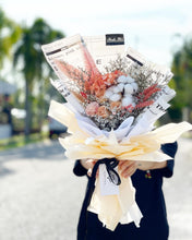 Load image into Gallery viewer, Prestige Wrap Preserved Roses To You (3 Roses & Hydrangea Champagne Design)