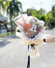 Load image into Gallery viewer, Prestige Wrap Preserved Roses To You (3 Roses & Hydrangea Champagne Design)