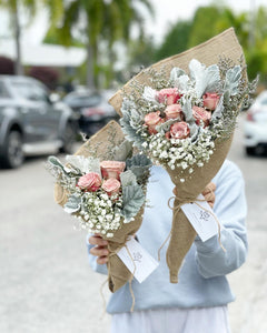 Premium Signature Bouquet To You (Cappuccino Roses Silver Leaf Design)