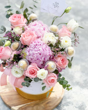 Load image into Gallery viewer, Flower Box To You (Pastel Pink Peony Roses & Ferraro Rocher Design)