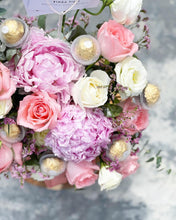 Load image into Gallery viewer, Flower Box To You (Pastel Pink Peony Roses & Ferraro Rocher Design)