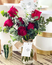 Load image into Gallery viewer, Flower Jar To You (Red Roses Eucalyptus Jar Design)