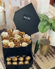 Load image into Gallery viewer, Everlasting Soap Flowers Diamond Box (Gold Champagne Feraro Rocher Giftbox)