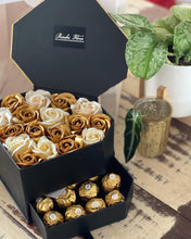 Load image into Gallery viewer, Everlasting Soap Flowers Diamond Box (Gold Champagne Feraro Rocher Giftbox)