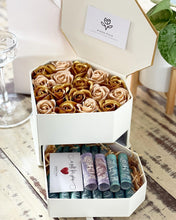 Load image into Gallery viewer, Everlasting Soap Flowers Diamond Box (Gold Earth Color Money Cash Giftbox)