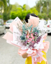 Load image into Gallery viewer, Prestige Bouquet To You (Pink Roses Silver Leaf Design)
