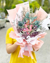 Load image into Gallery viewer, Prestige Bouquet To You (Pink Roses Silver Leaf Design)