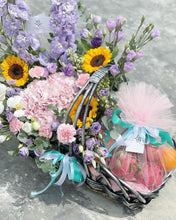 Load image into Gallery viewer, Extravagant Fruit Flower Basket To You (Purple Yellow Pink Earth Color Design )