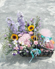Load image into Gallery viewer, Extravagant Fruit Flower Basket To You (Purple Yellow Pink Earth Color Design )