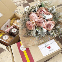 Load image into Gallery viewer, Premium Signature Bouquet To You (Cappuccino Roses Silver Leaf Design)