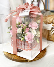 Load image into Gallery viewer, Cake Style Flower Money Box To You (Pink Mixture Flower In Transparent Box Design)