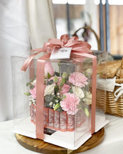 Load image into Gallery viewer, Cake Style Flower Money Box To You (Pink Mixture Flower In Transparent Box Design)