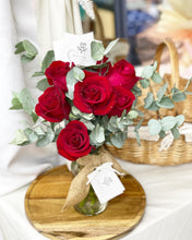 Load image into Gallery viewer, Flower Jar To You (Red Roses Eucalyptus Jar Design)