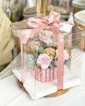 Load image into Gallery viewer, Cake Style Flower Money Box To You (Pink Mixture Flower In Transparent Box Design)
