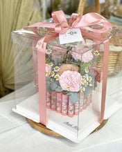 Load image into Gallery viewer, Cake Style Flower Money Box To You (Pink Mixture Flower In Transparent Box Design)