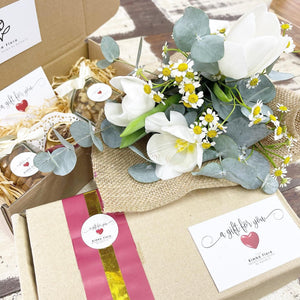Exclusive Signature Bouquet To You (Tulip White Chamomile Eucalyptus Design)