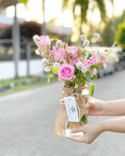 Load image into Gallery viewer, Flower Jar To You (Pink Roses Astilbe Gomprehena Jar Design)
