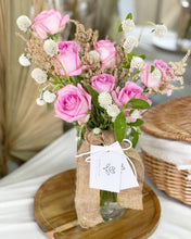Load image into Gallery viewer, Flower Jar To You (Pink Roses Astilbe Gomprehena Jar Design)