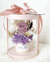 Load image into Gallery viewer, Flower Box To You (Preserved Purple Flowers Roses, Hydrangea & Assorted Dried Flowers Collection)
