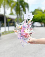 Load image into Gallery viewer, Preserved Flower Vase To You (1 Tone Preserved Pink Flowers Roses, Cotton Flowers & Assorted Dried Flowers Collection)