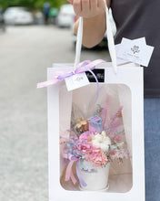 Load image into Gallery viewer, Preserved Flower Vase To You (1 Tone Preserved Pink Flowers Roses, Cotton Flowers & Assorted Dried Flowers Collection)