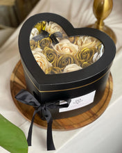 Load image into Gallery viewer, Valentines Everlasting Soap Flowers LOVE Box (Gold Champagne Ferraro Rocher Giftbox)
