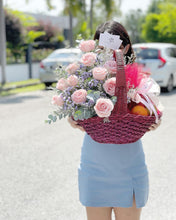 Load image into Gallery viewer, Extravagant Fruit Flower Basket To You (Soft Pastel Pink Color Design )