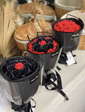Load image into Gallery viewer, RUSSIAN WRAP Everlasting Soap Roses Bouquet To You - Russian Style 12 Red 6 Black