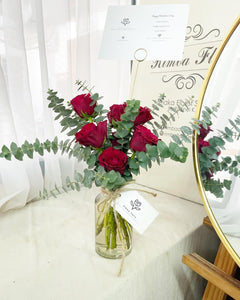 Flower Jar To You  (Premium Kenya Red Roses & Eucalyptus)