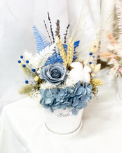 Load image into Gallery viewer, Preserved Flower Vase To You (Preserved Blue Flowers Roses, Cotton Flowers &amp; Assorted Dried Flowers Collection)
