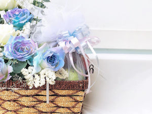 Fruit Flower Basket To You ( Tri-Blue Design)