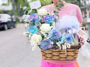 Fruit Flower Basket To You ( Tri-Blue Design)