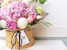Load image into Gallery viewer, Flower Basket To You (Hydrangea, Roses, Ping Ping, Eustoma &amp; Fillers)
