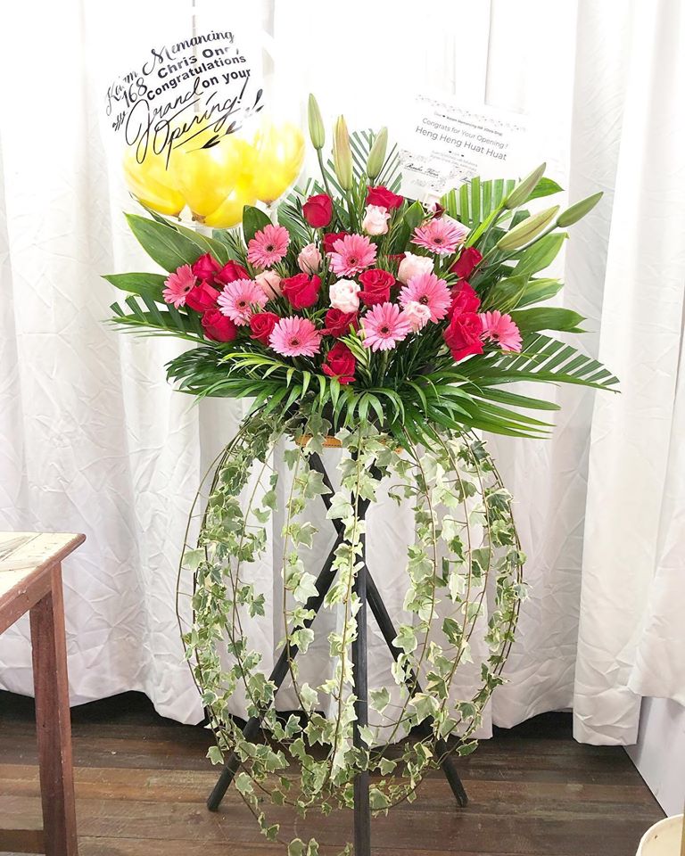 Congratulatory Flower Stand To You (Roses, Daisy, Lily, Carnation Leaf, Cordyline)