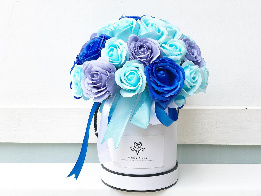 Everlasting Soap Flower Box To You - 33 Roses (Blue Design)