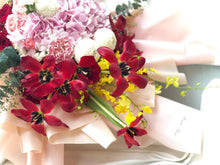 Load image into Gallery viewer, Prestige XL Bouquet To You (Hydrangea, Roses, Tulip, Carnations, Ping Ping, Dancing Lady, Chamomile, Eucalyptus, Thalapsi Green)
