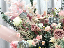 Load image into Gallery viewer, Congratulations Flower Stand To You (Roses, Chamomile, Eucalyptus, Stipa, Fish Tail, Bunny Tails)
