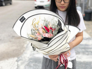 Prestige Wrap Bouquet (2 Colours Roses Silver Leaf Design )