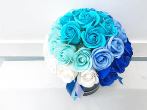 Everlasting Soap Flower Box To You - 33 Roses (Ombre Blue Design)