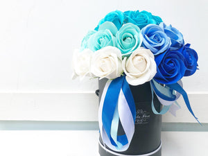 Everlasting Soap Flower Box To You - 33 Roses (Ombre Blue Design)