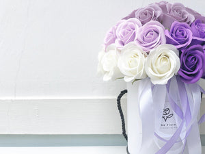 Everlasting Soap Flower Box To You - 33 Roses (Ombre Purple Design)