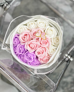 Everlasting Soap Flower Bouquet To You -18 Ombre Pink Purple