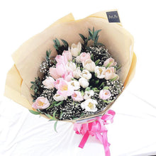 Load image into Gallery viewer, Prestige Bouquet To You Snack Wrap Bouquet (Tulip, Baby Breathe, Parvifolia)
