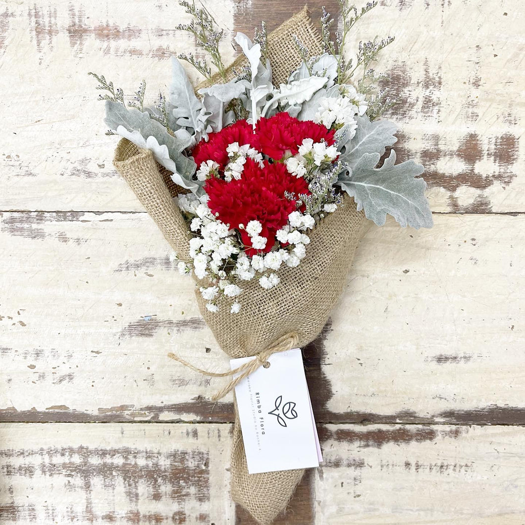 Signature Bouquet To You (Carnation Deep Red Silver Leaf Design)