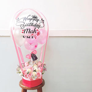 Hot Air Ballon To You Hot Air Baloon To You ( 24 Pink Roses Silver Leaf Design)