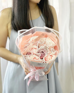 BIGGER ROSE ***RUSSIAN WRAP Everlasting Soap Roses Bouquet To You - Russian Style 12 Roses Fragrance Scent- 12 Ombre Pink