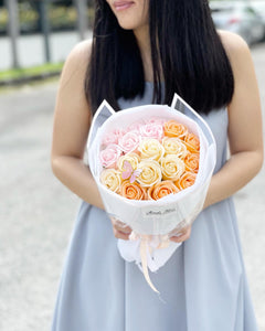 Everlasting Soap Flower Bouquet To You -18 Ombre Yellow Orange
