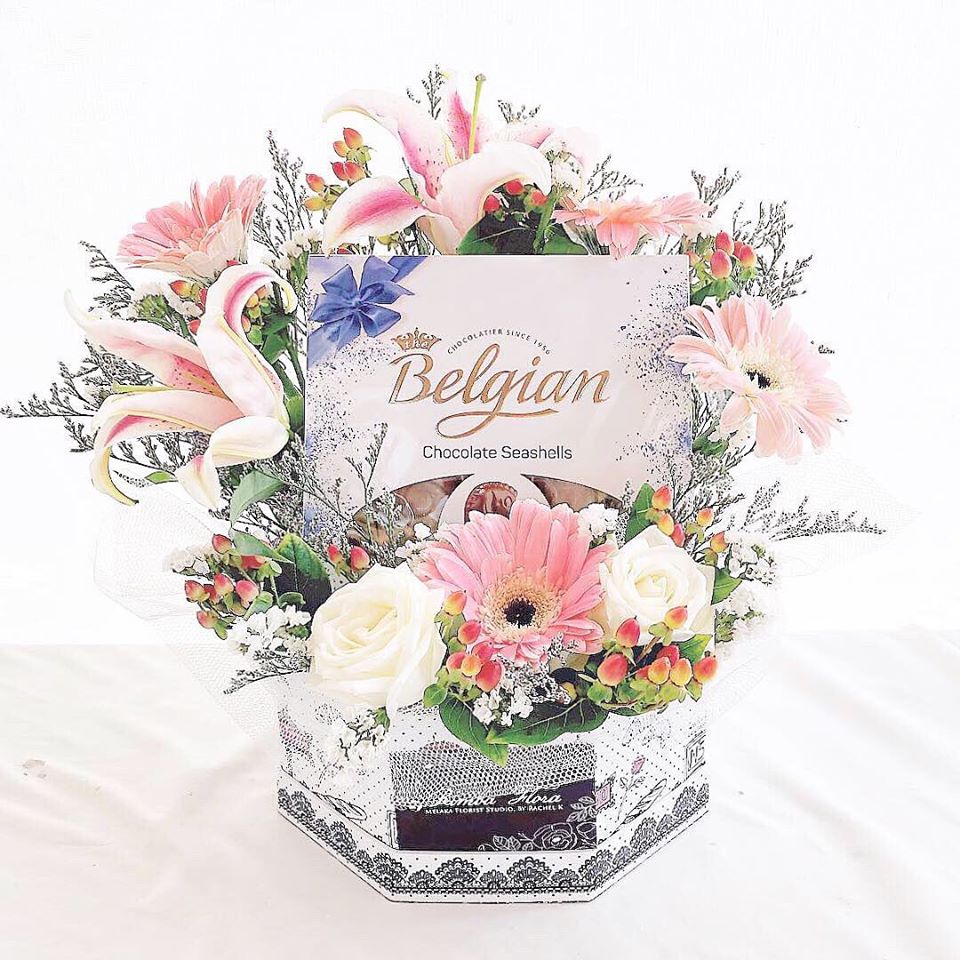 Flower Box With Gift ( Pink Theme Design)