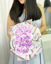Load image into Gallery viewer, NEW WRAP***Everlasting Soap Roses Bouquet To You - Style of 12 Roses Fragrance Scent-12 12 Purple
